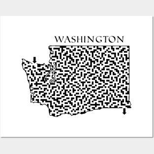 Washington State Outline Maze & Labyrinth Posters and Art